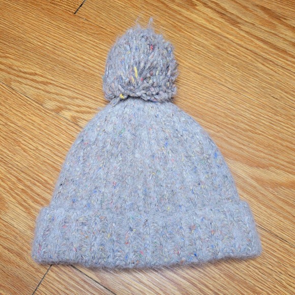 J. Crew Women's Pom Pom Winter Hat Beanie Wool/Alpaca/Nylon/Silk Tan/Multicolor